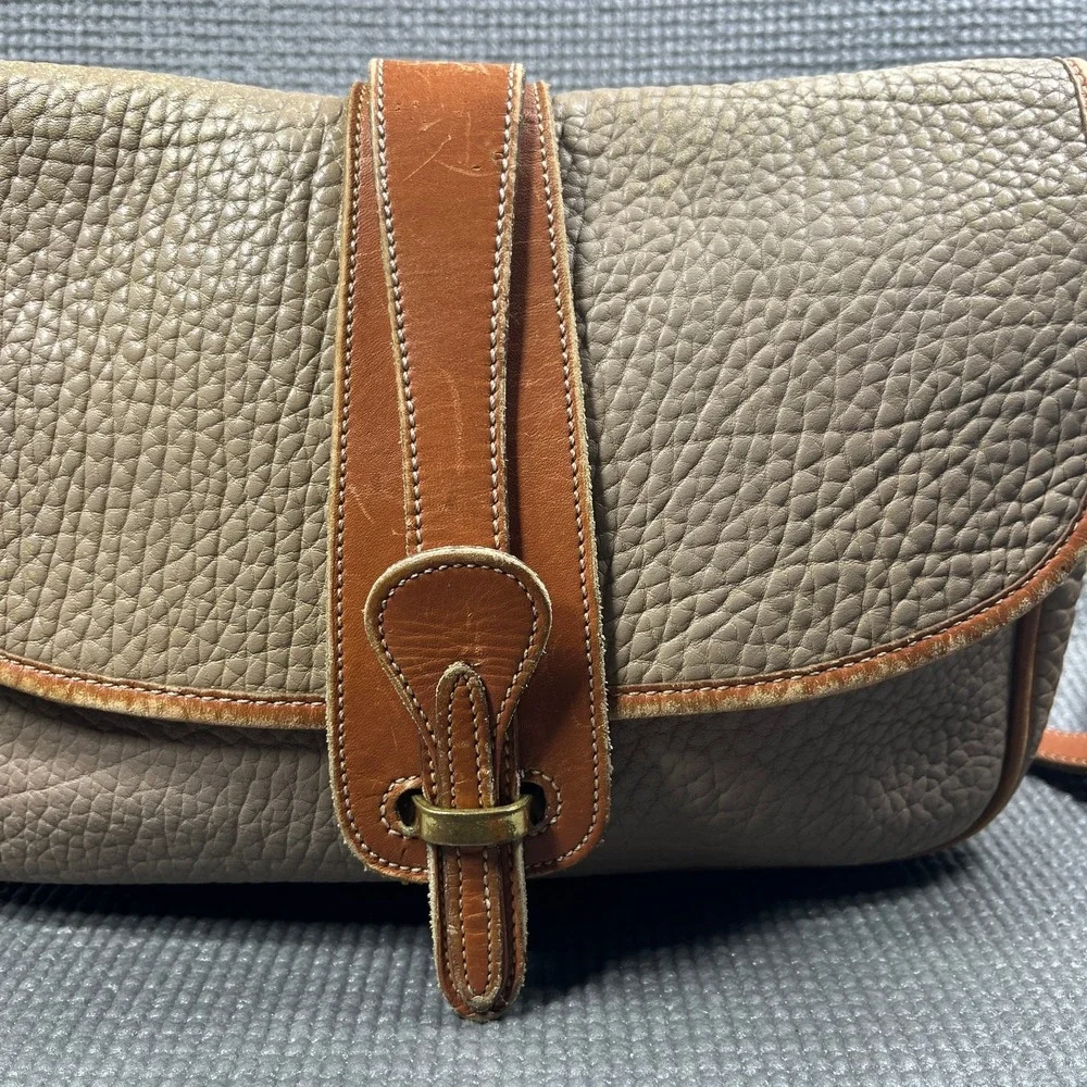 Vintage 1990's Dooney & Bourke All Weather Equestrian Bag Taupe Leather Retro